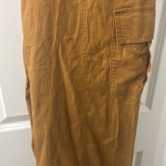 Women’s tan brown linen cargo pants new with tag - Picture 7 of 7